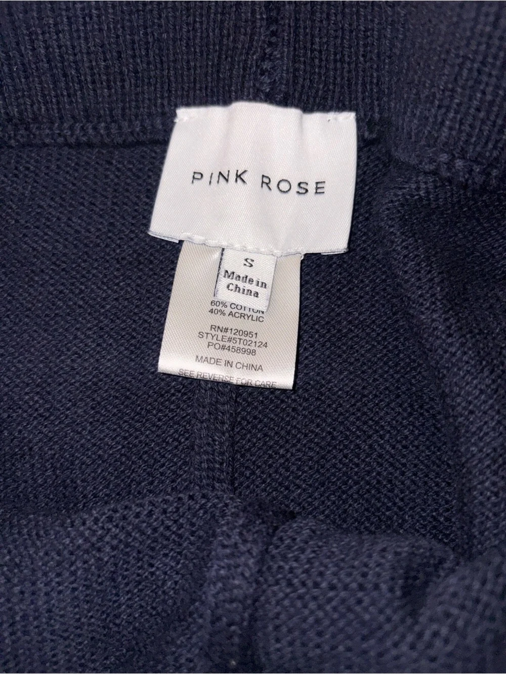 Pink Rose Navy Wide-Leg Knit Joggers